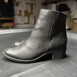 Korks by Kork Ease Boots Booties Sz 8M Black Leather Side Zip Brown Heel 320